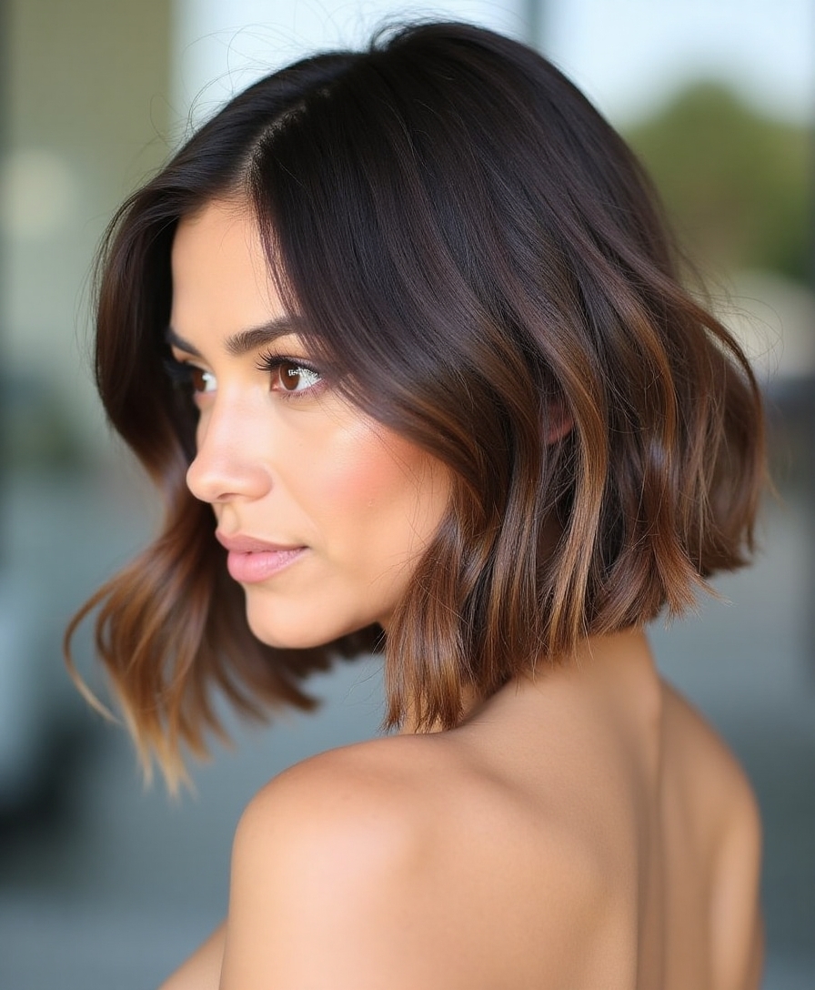 angled lob with face framing