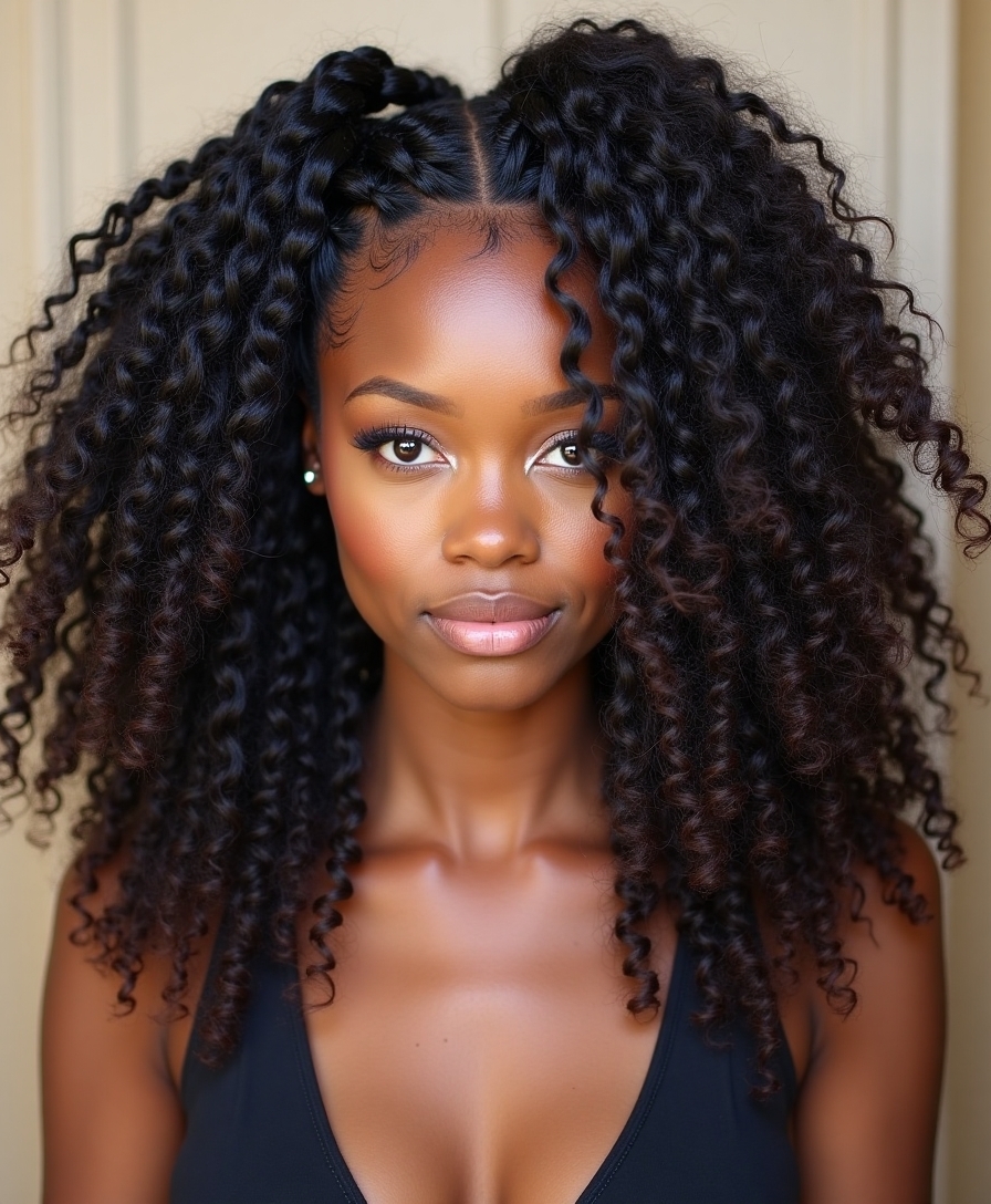 bold braids voluminous curls