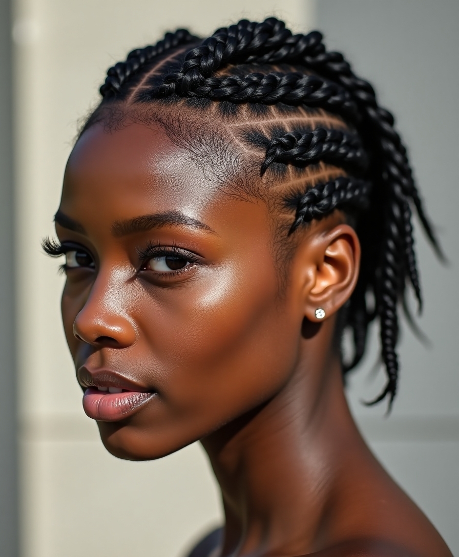 bold short braids contrast