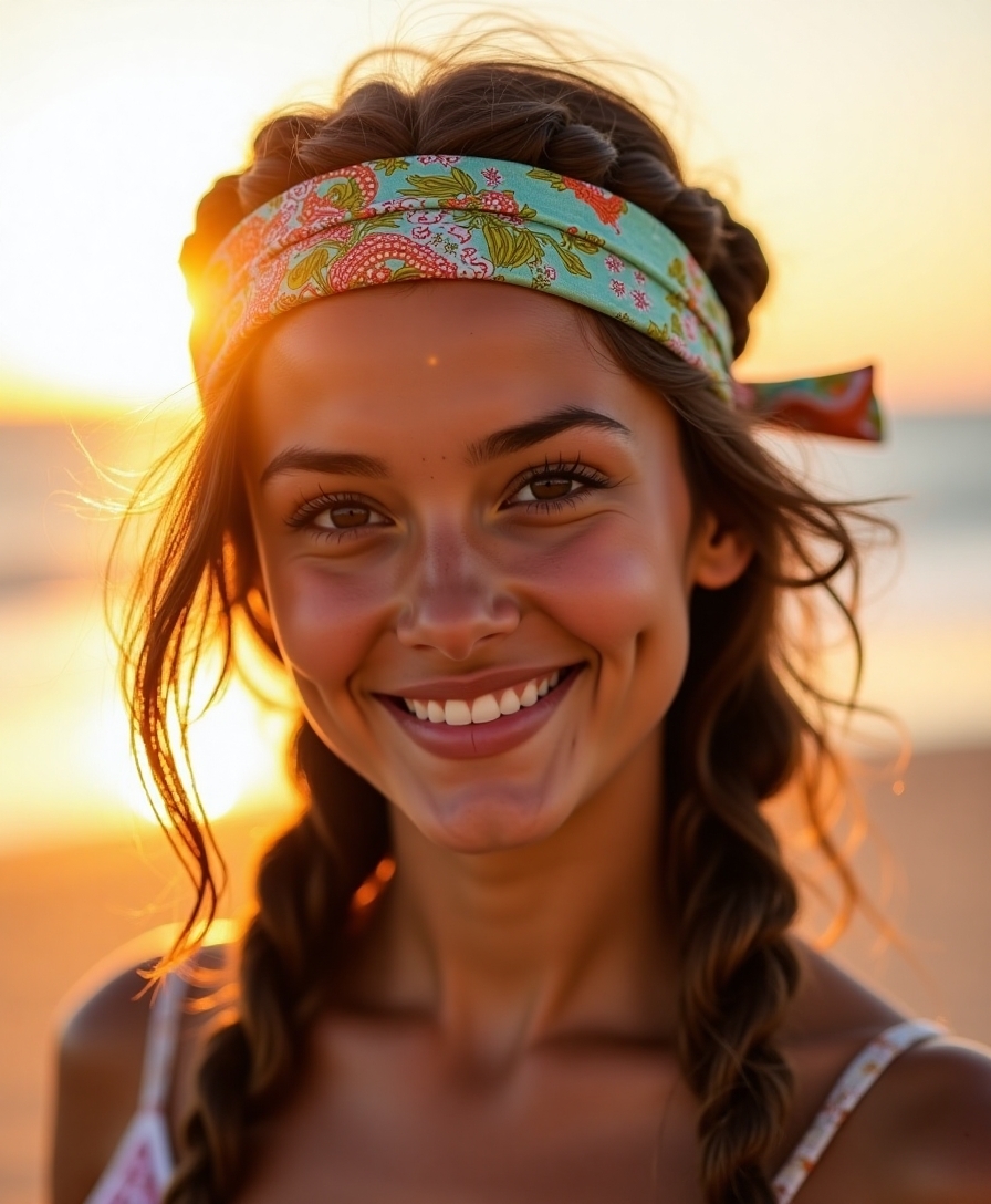 braided bandana beach hairstyle