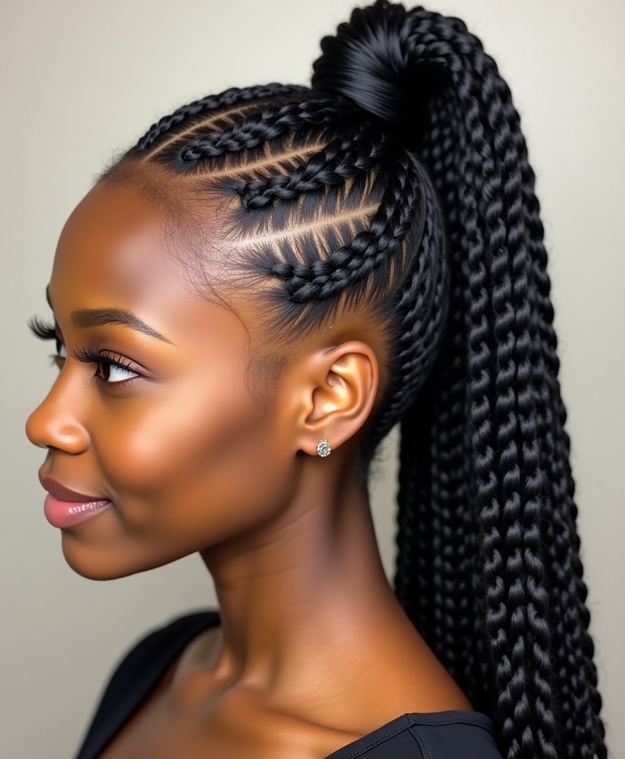 braids and sleek ponytails