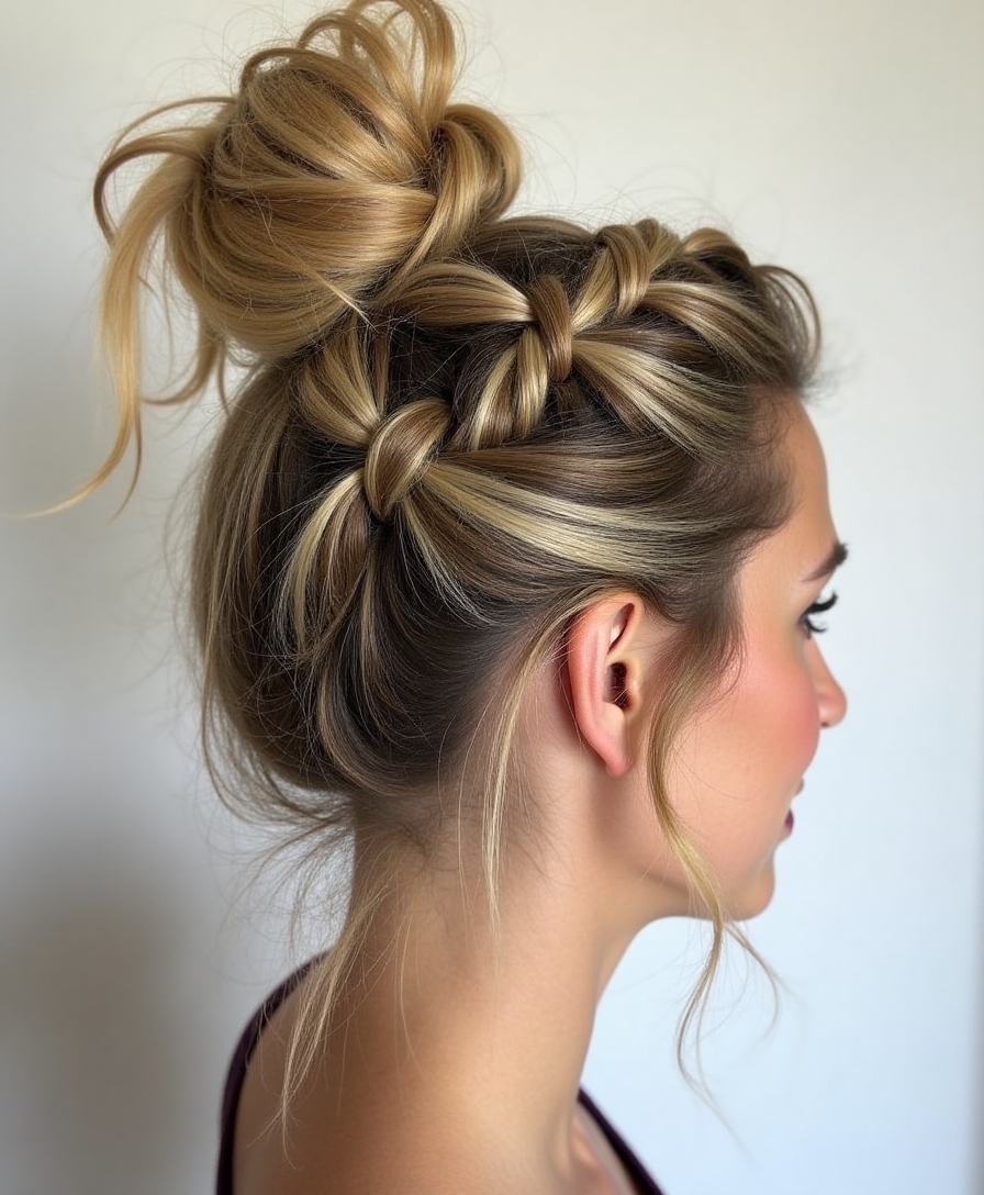 braids enhance messy bun