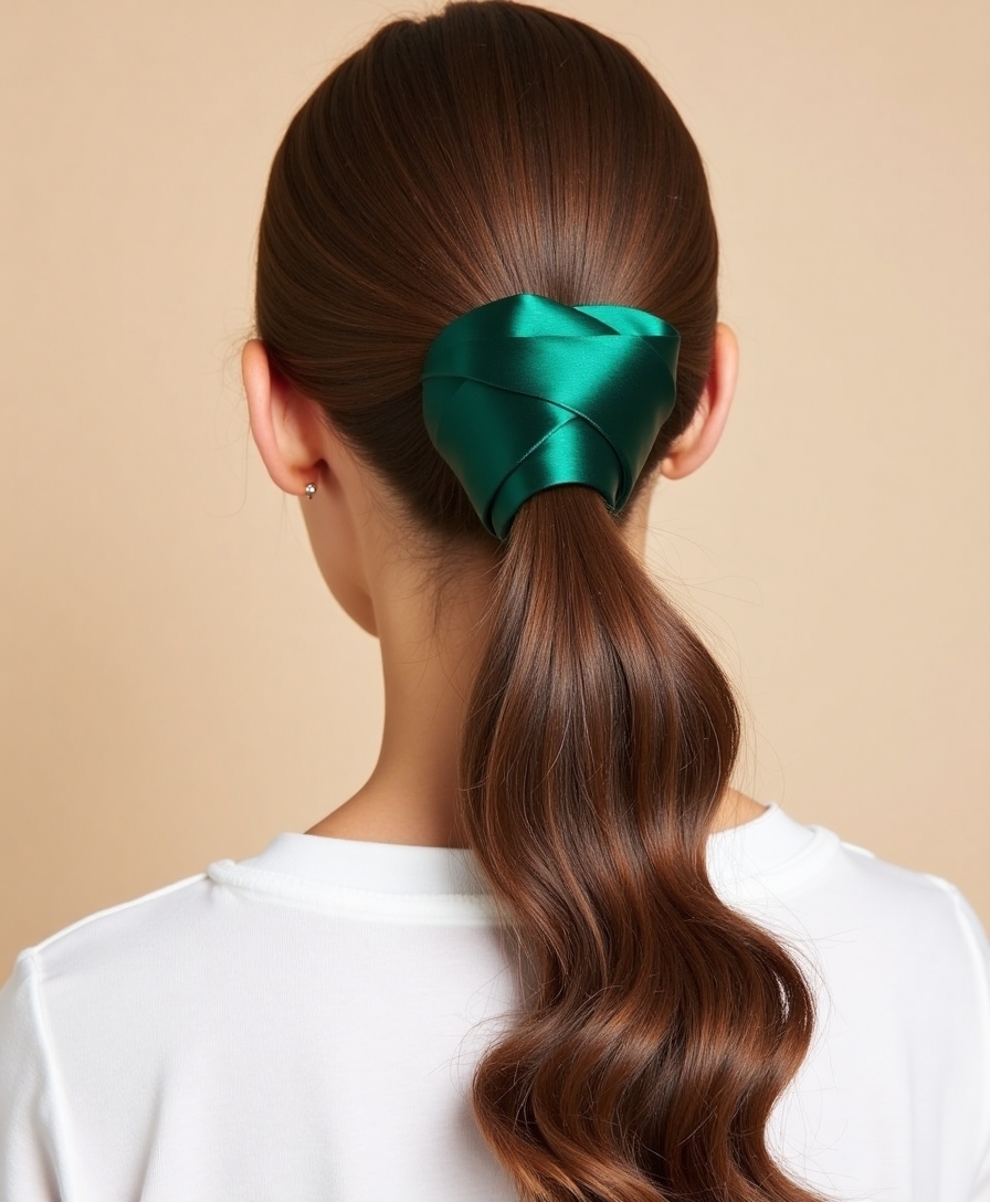 chic ribbon wrapped ponytail tutorial