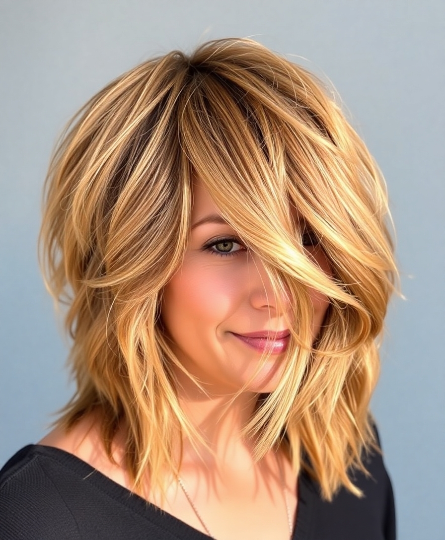 effortless tousled shag hairstyle