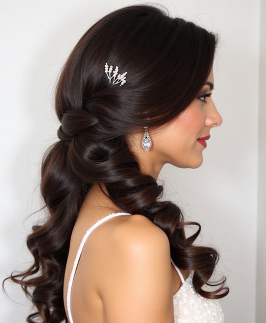 elegant side swept ponytail