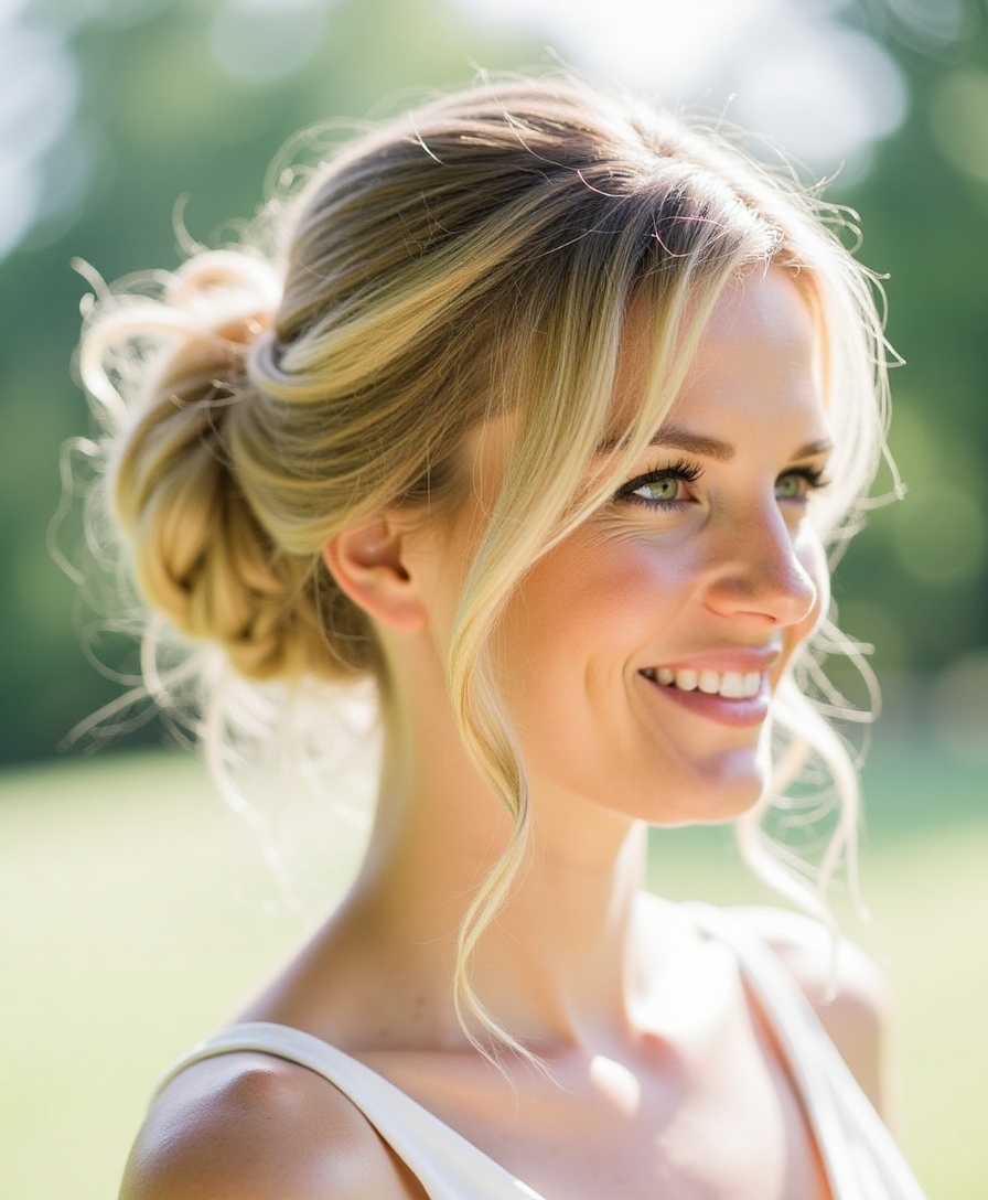 elegant side swept twisted updo