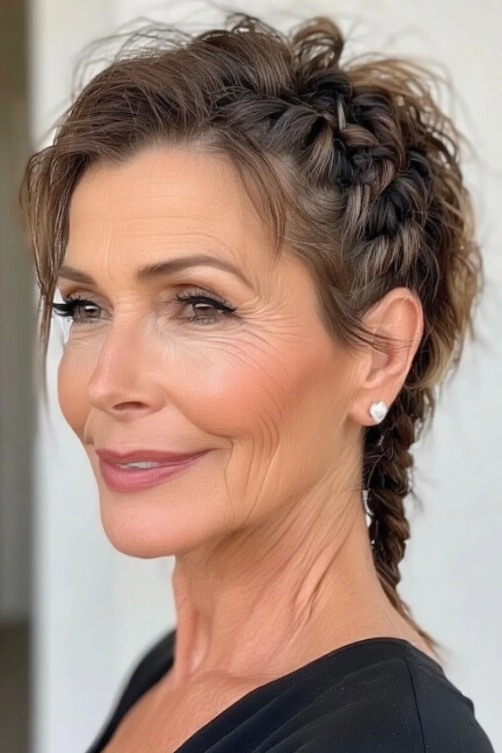 Side fishtail braid detail added for a trendy, asymmetrical finish.