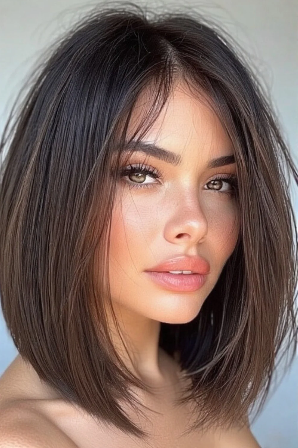 Inverted lob with shorter layers in the back and longer front pieces for a bold shape.