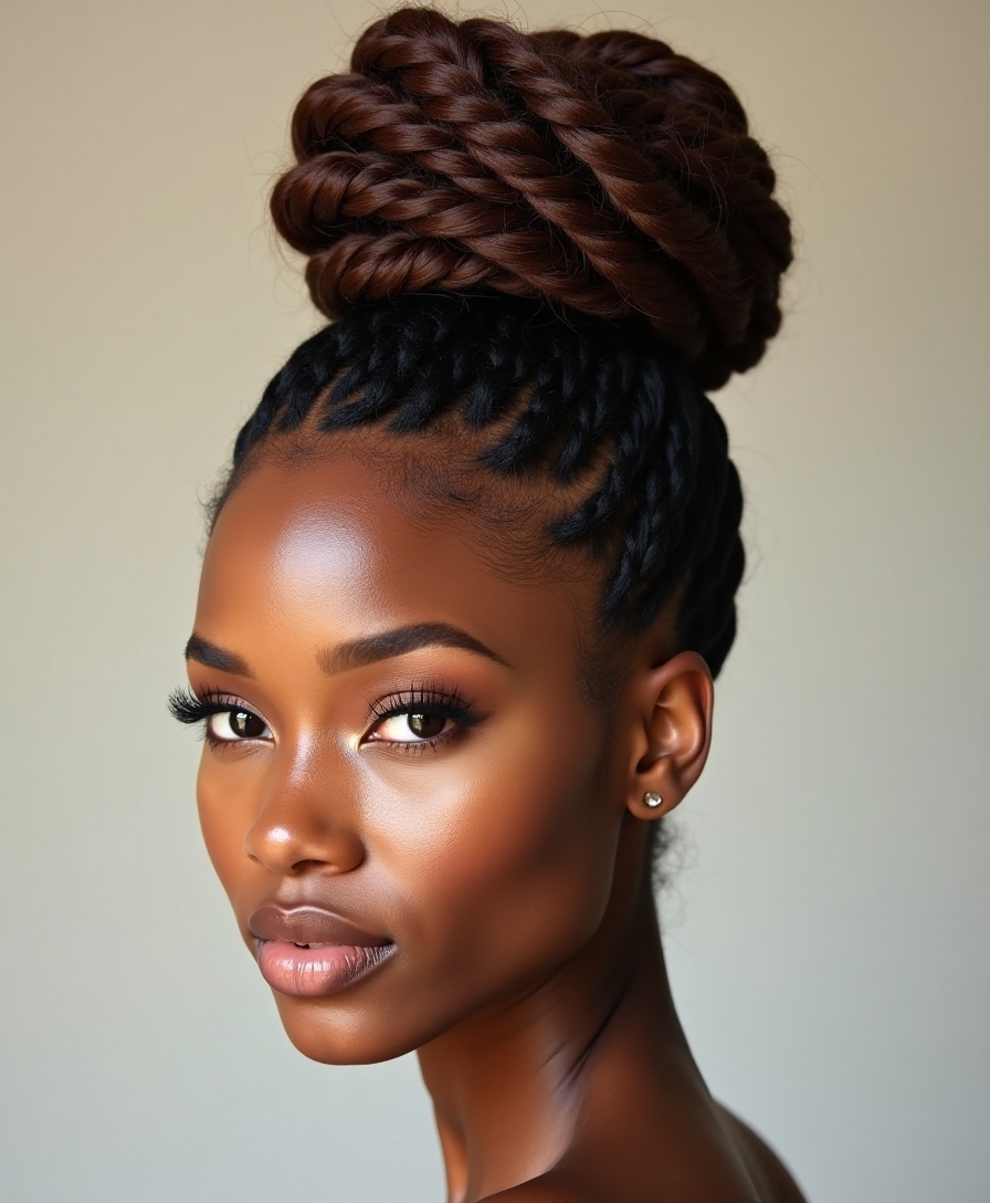 medium box braids bun