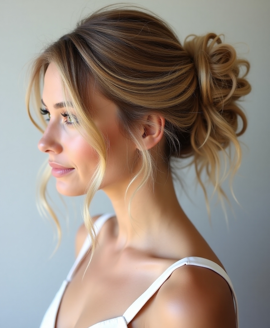 ponytail and messy bun hybrid