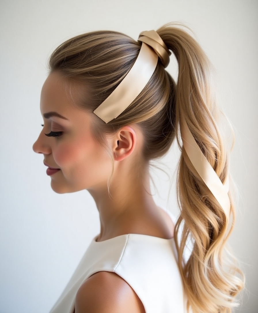 ribbon accent for ponytail