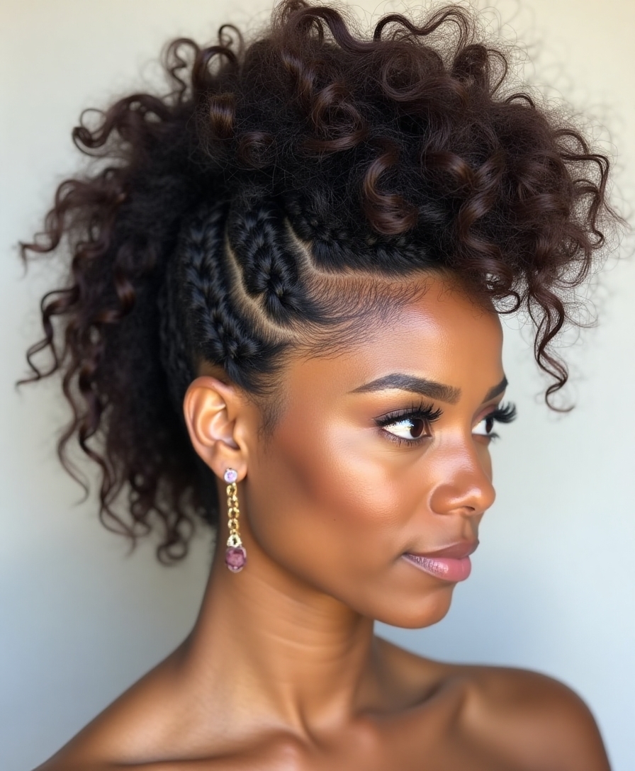 romantic mohawk with braids