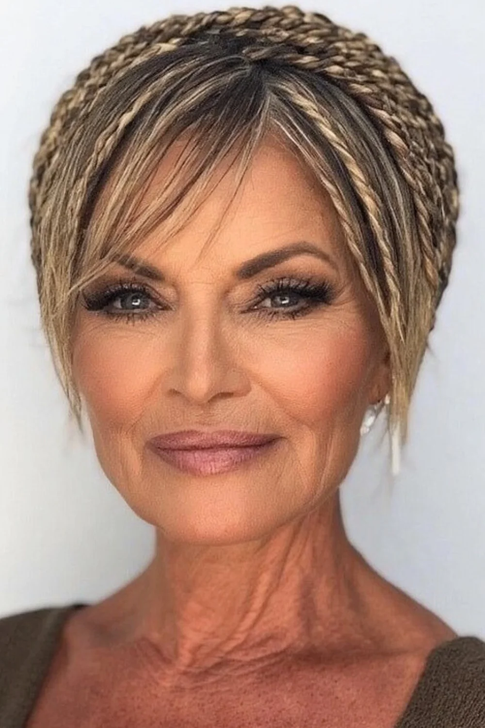 Short twisted rope braids styled simply for texture and ease.