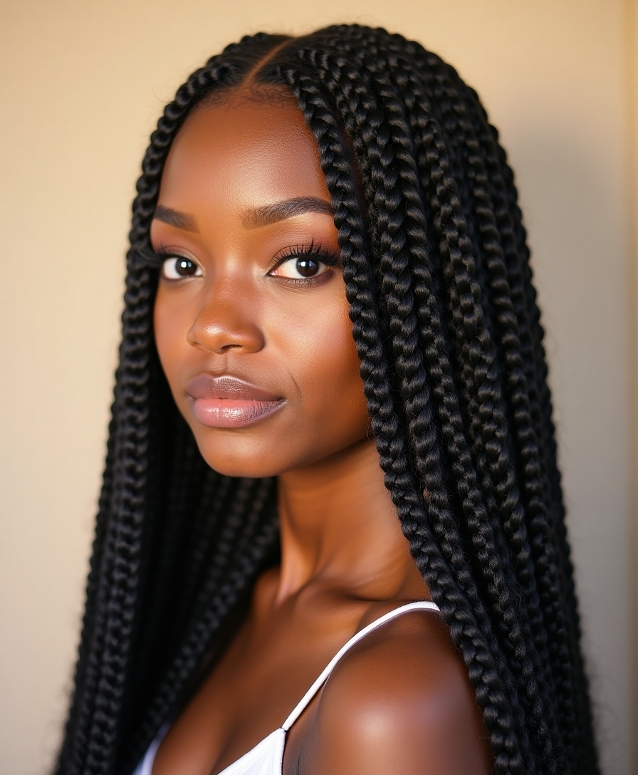 side swept box braids