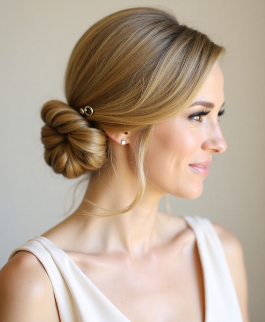 sleek elegant low bun