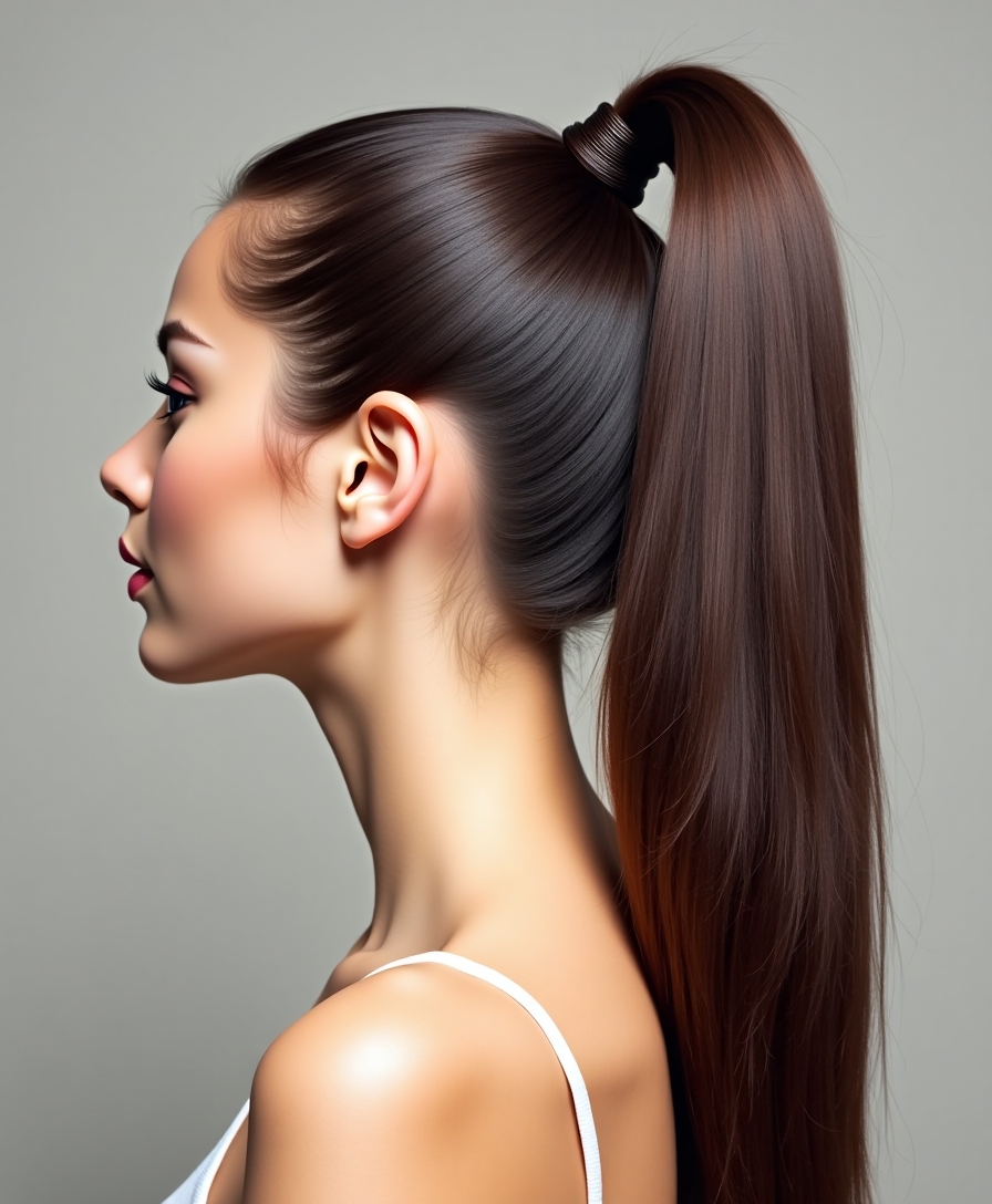 sleek elegant wrapped ponytail