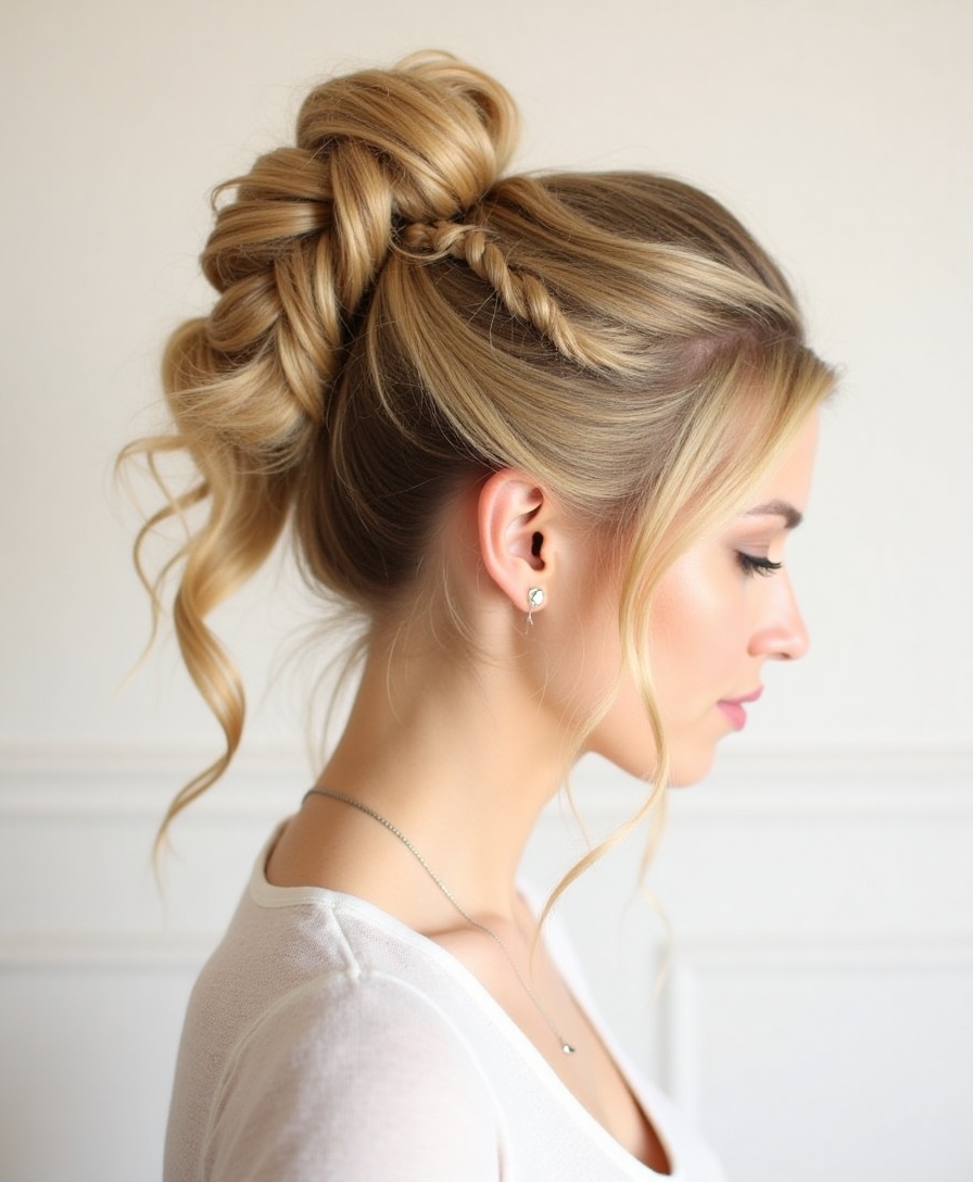 sleek layered ponytail bun