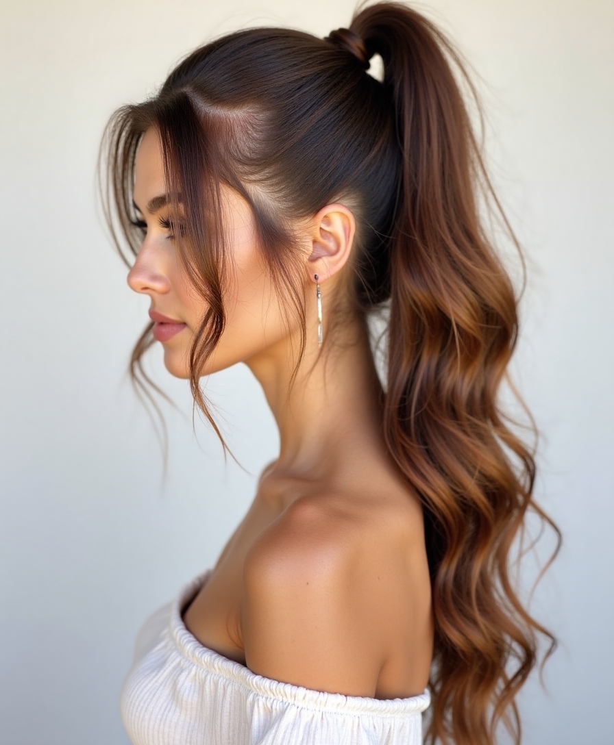 sleek ponytail to messy