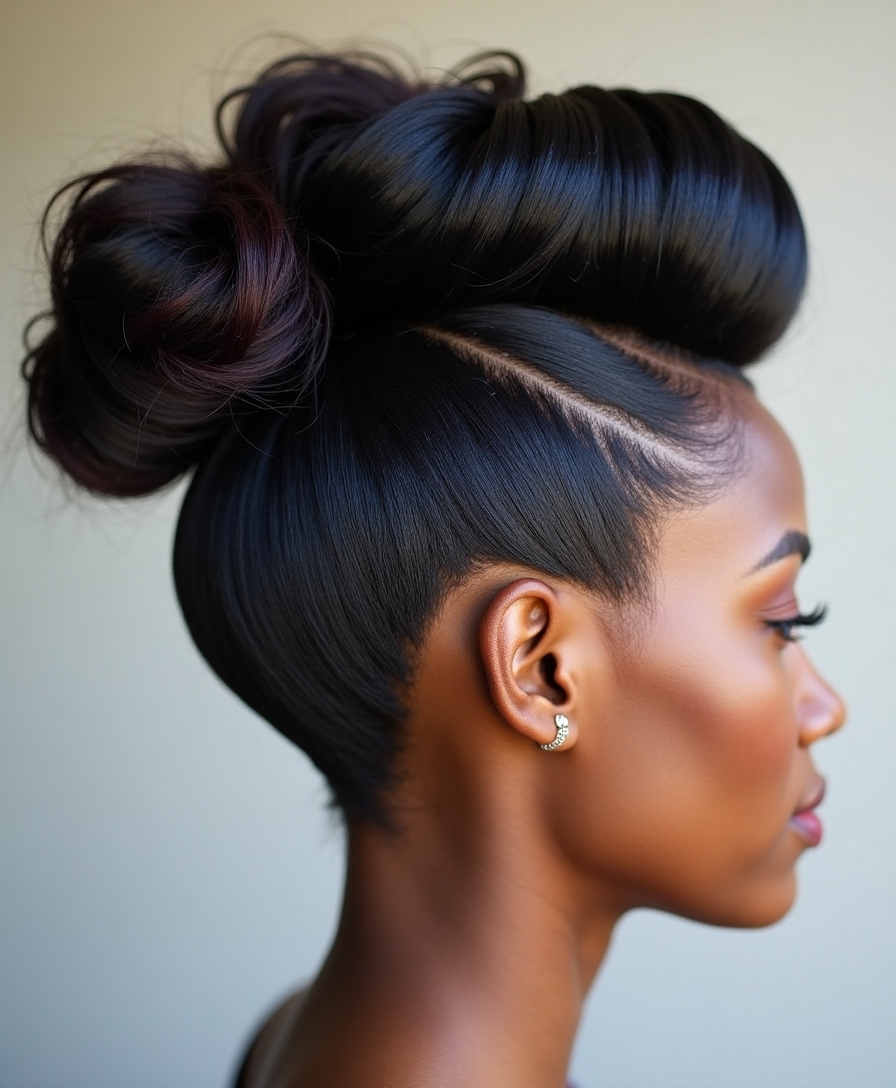 sophisticated low mohawk chignon