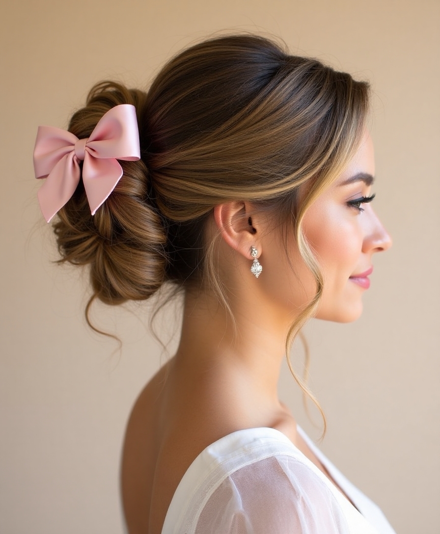 stunning bow tie ponytail