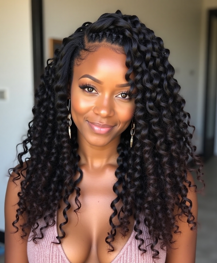 stylish braids with curls