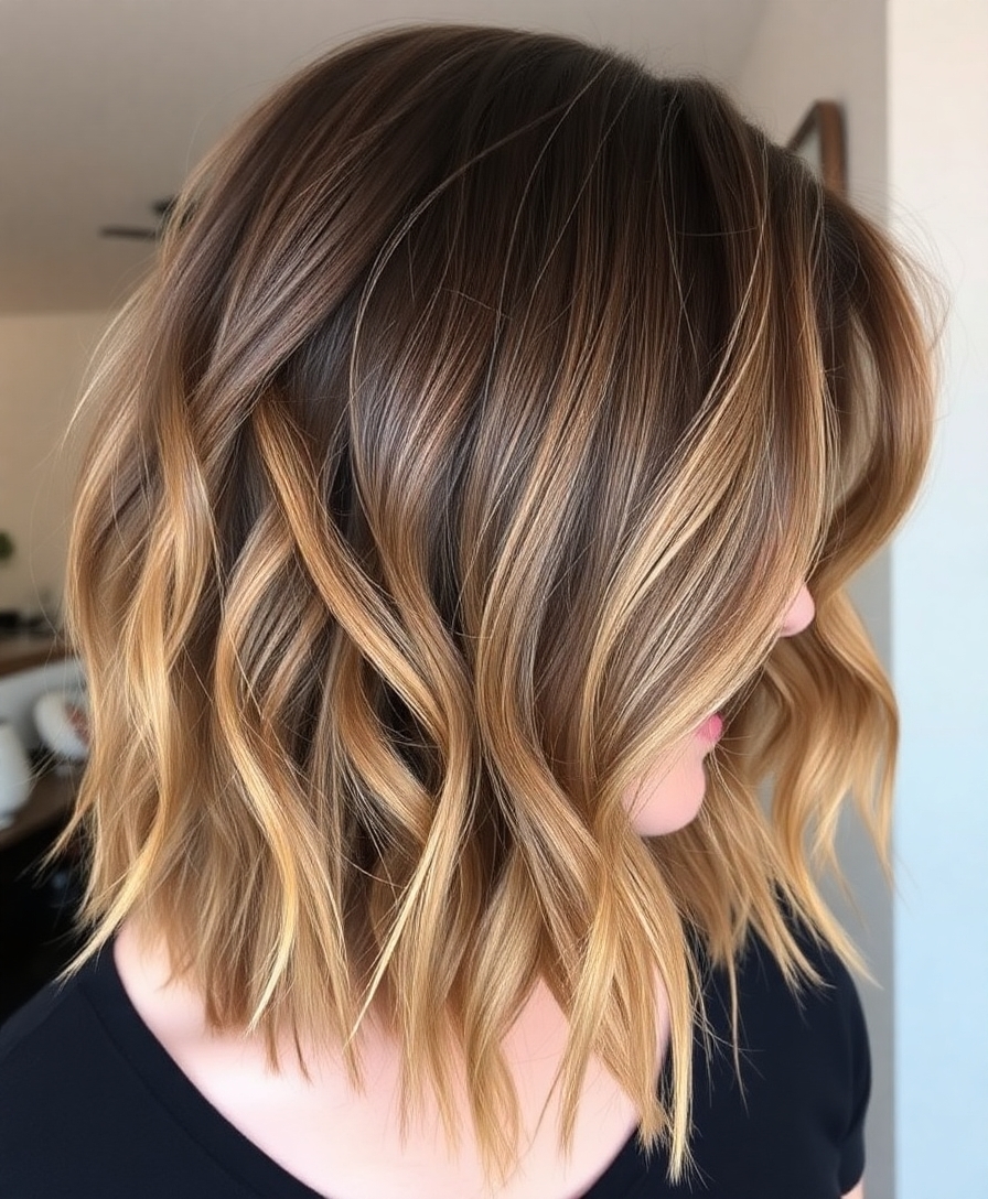 textured layers side swept bangs
