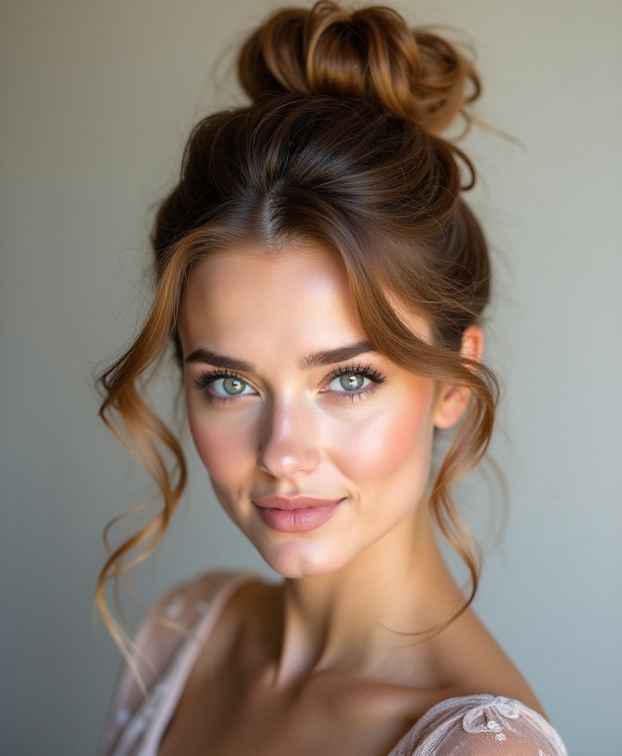 textured top knot hairstyle