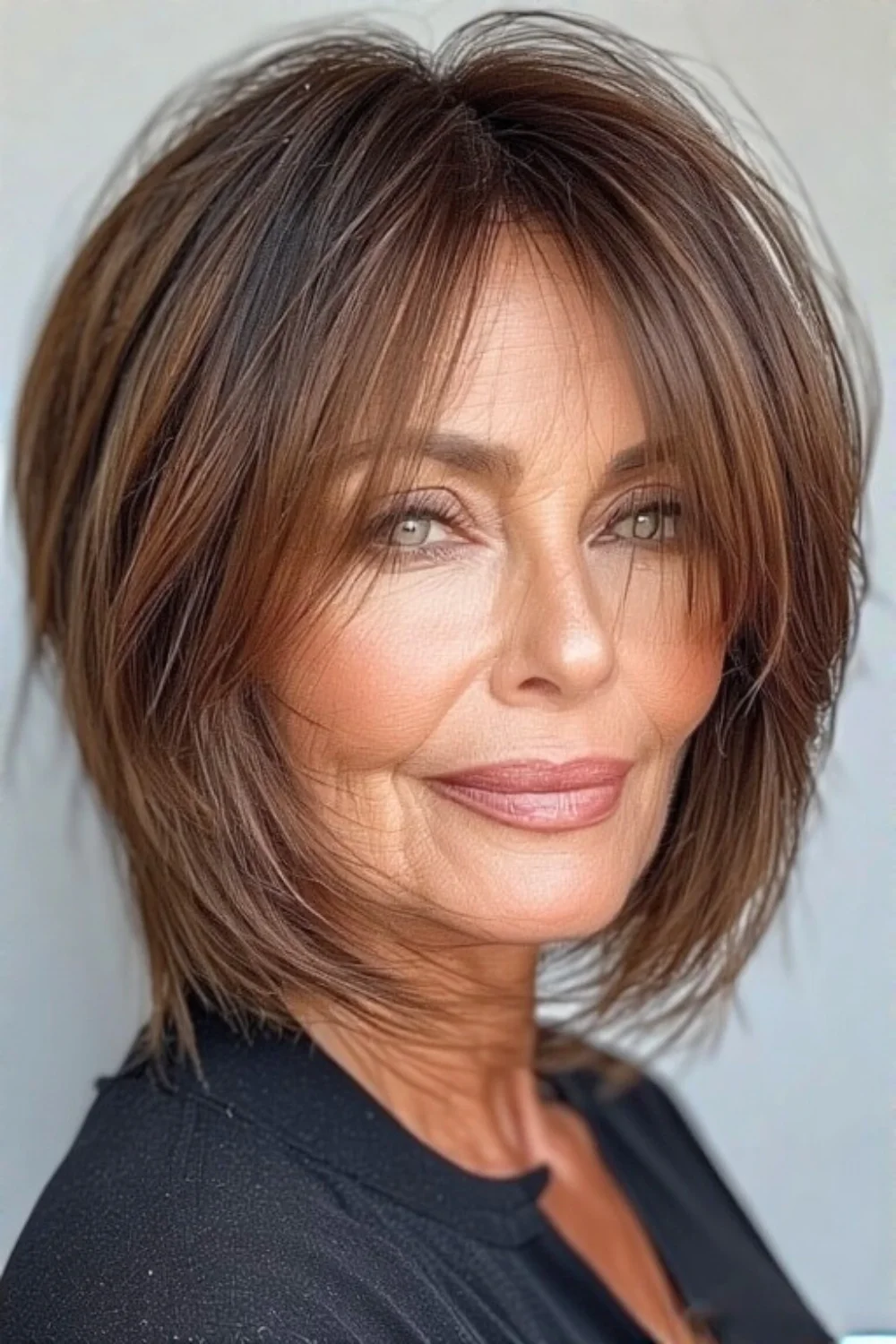 Chin-grazing haircut styled for natural movement and flow.