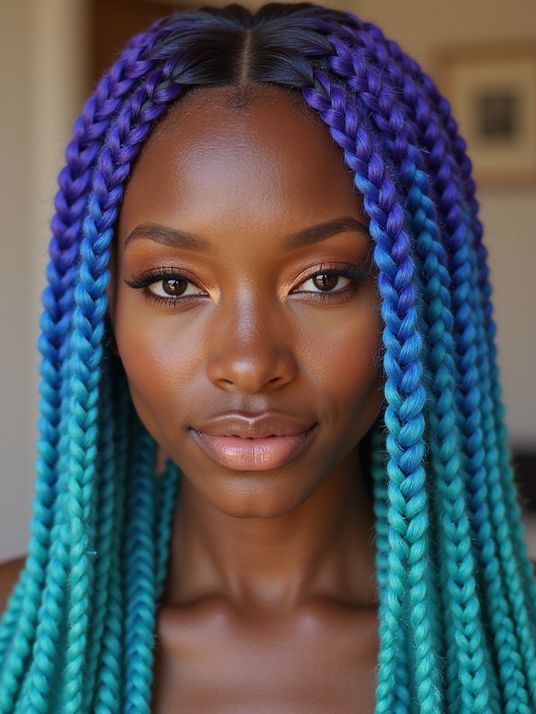 colorful eye catching box braids