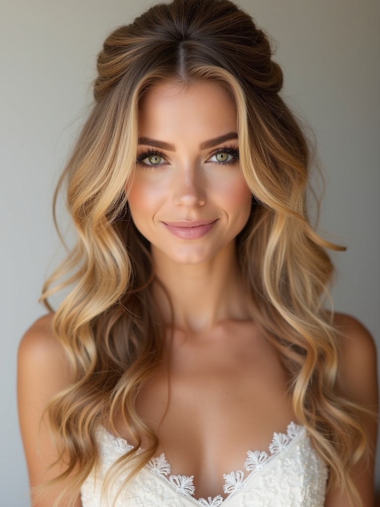 elegant half up curls