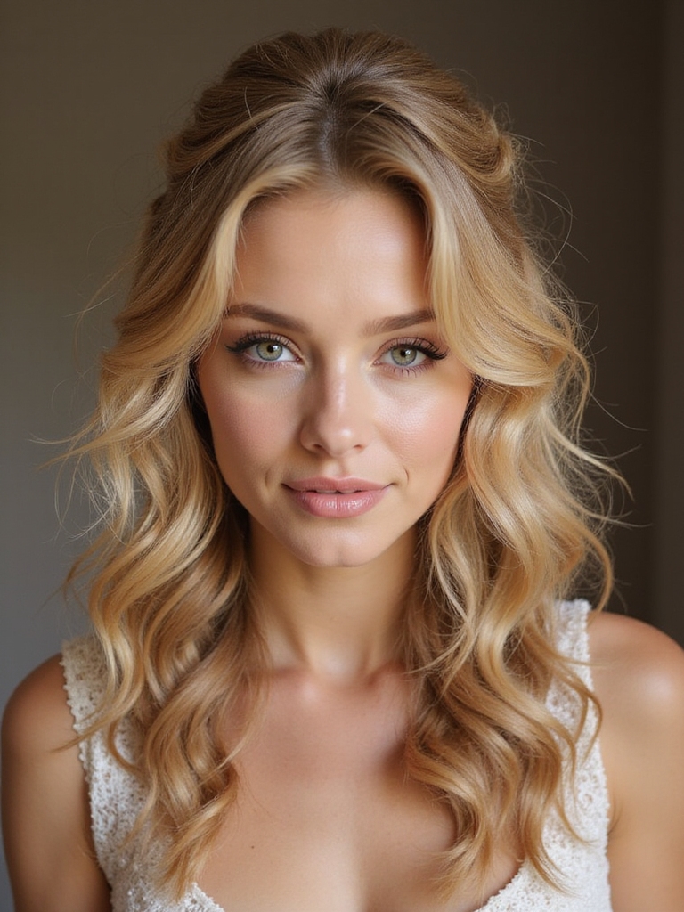 elegant half up curls