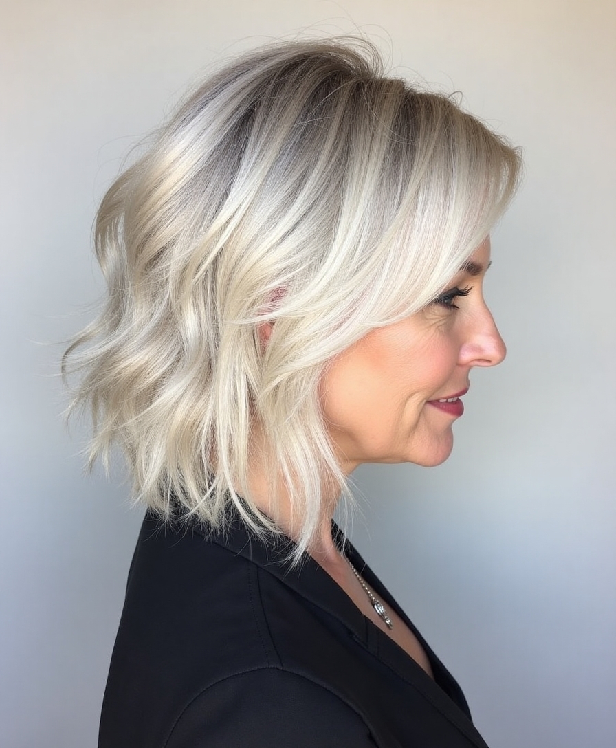 feathered shoulder length bob hairstyle
