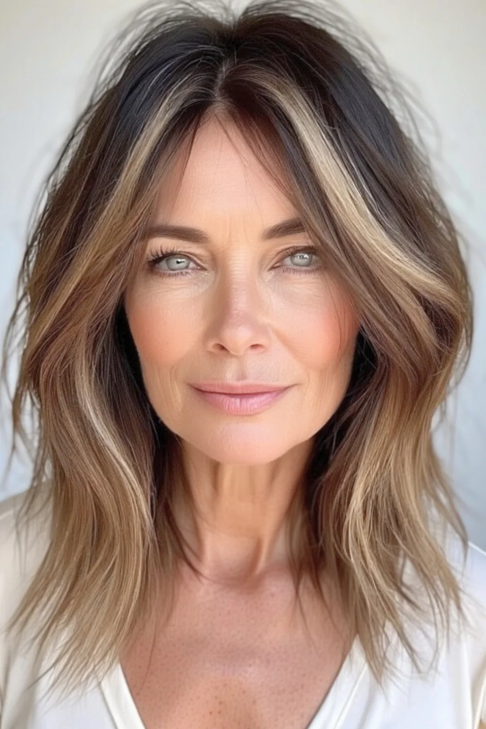 Graduated haircut featuring subtle highlights for dimension.
