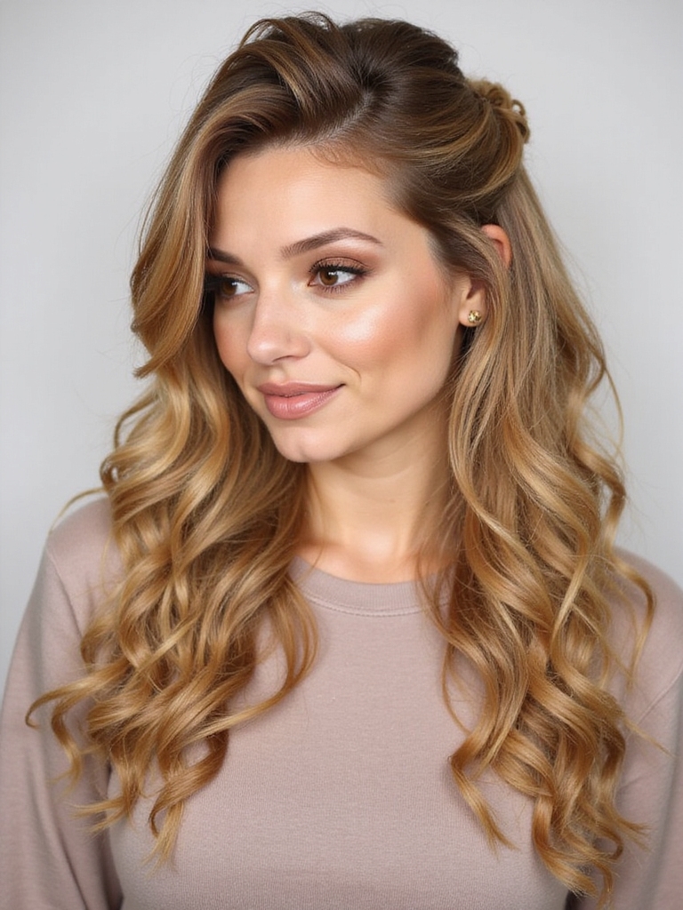 half up curls brunch