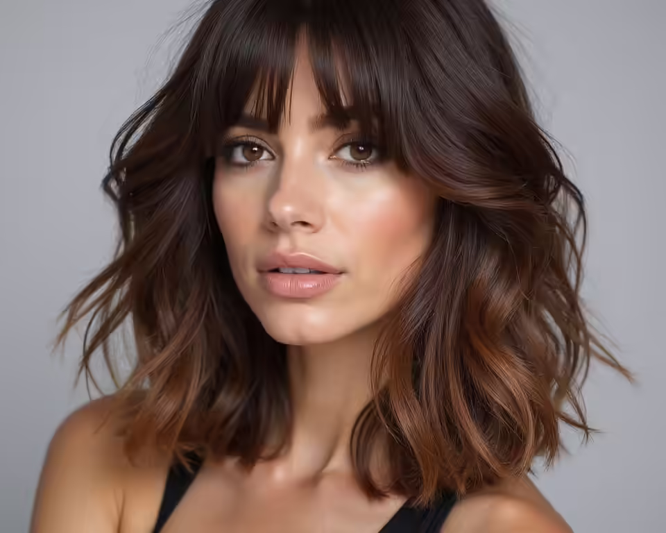 layered curtain bangs hairstyle