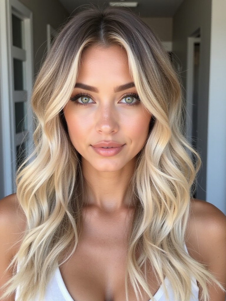 long flowing ash blonde