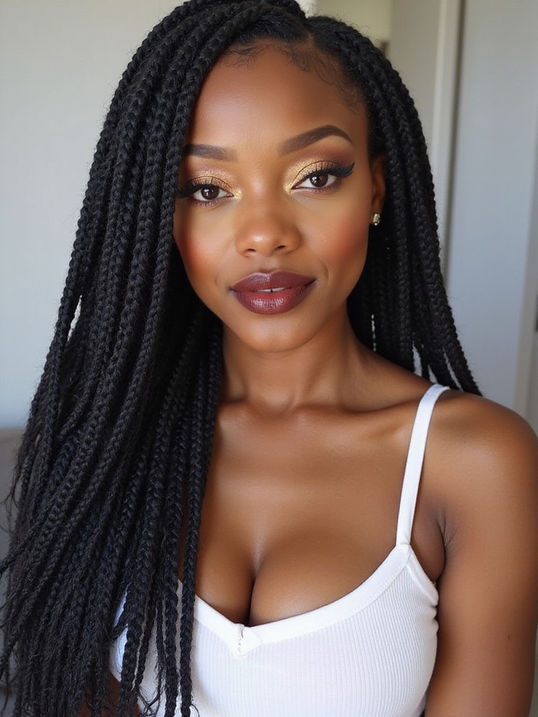 mesmerizing waist length box braids