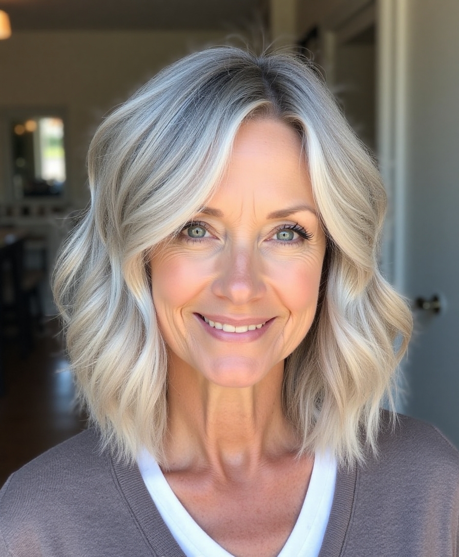 silver hair beach waves
