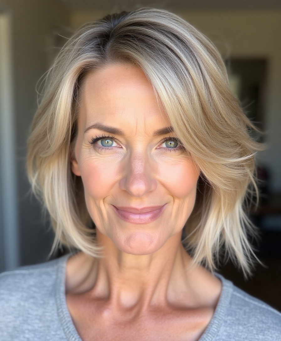 sophisticated collarbone length hairstyle