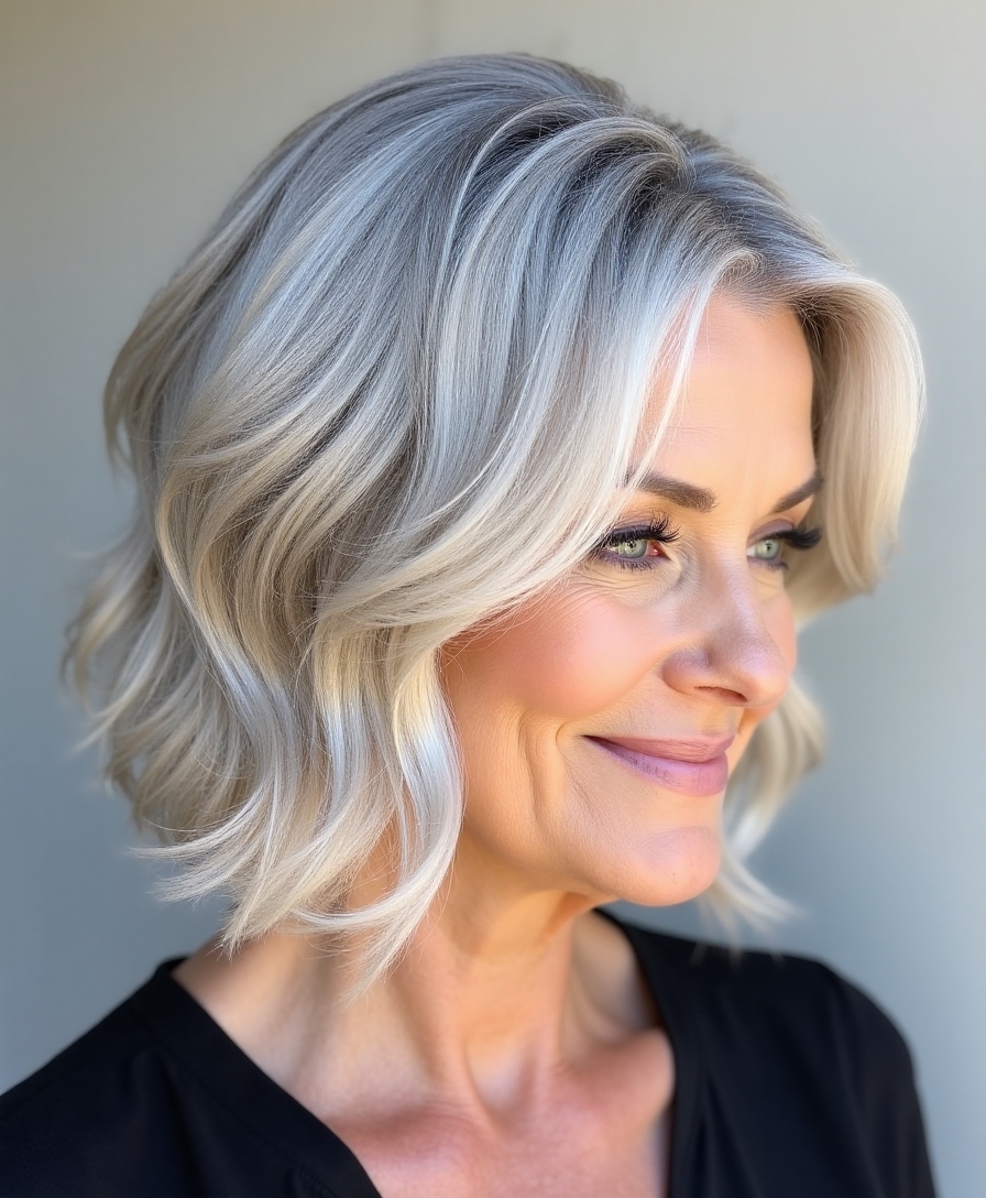 sophisticated side parted bob