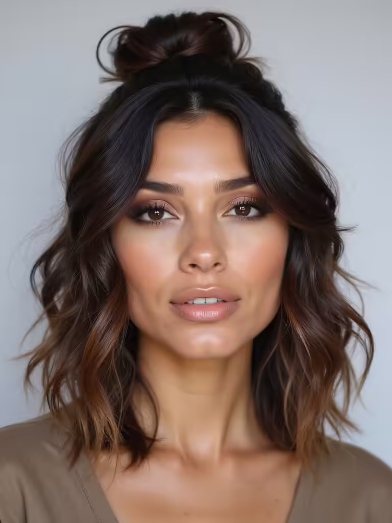 textured half up bun guide