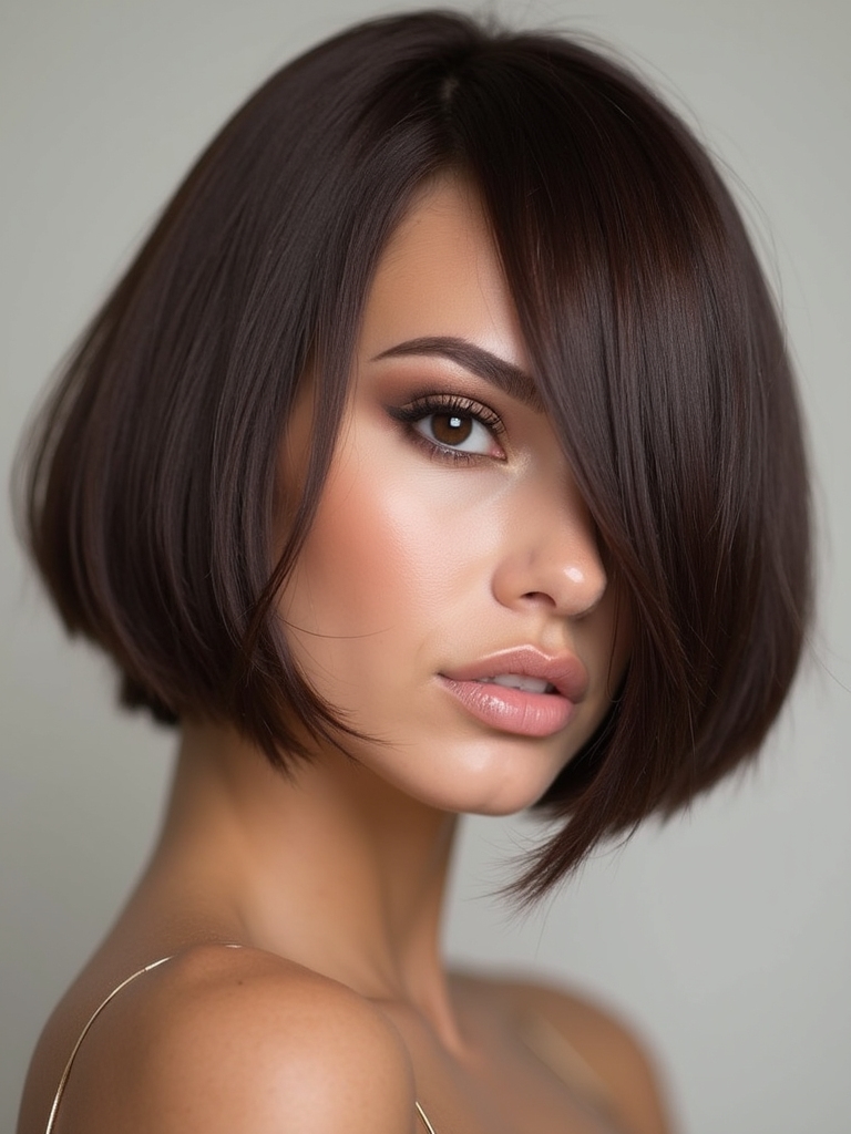 thick hair jawline bob