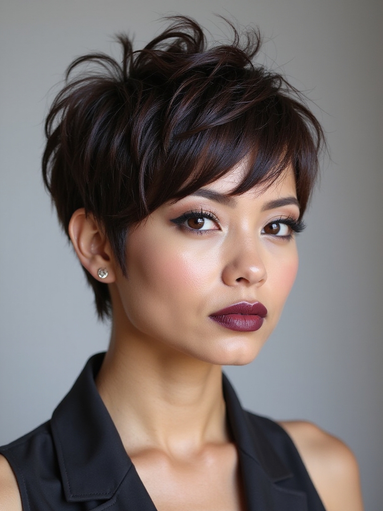 choppy layered textured hairstyle