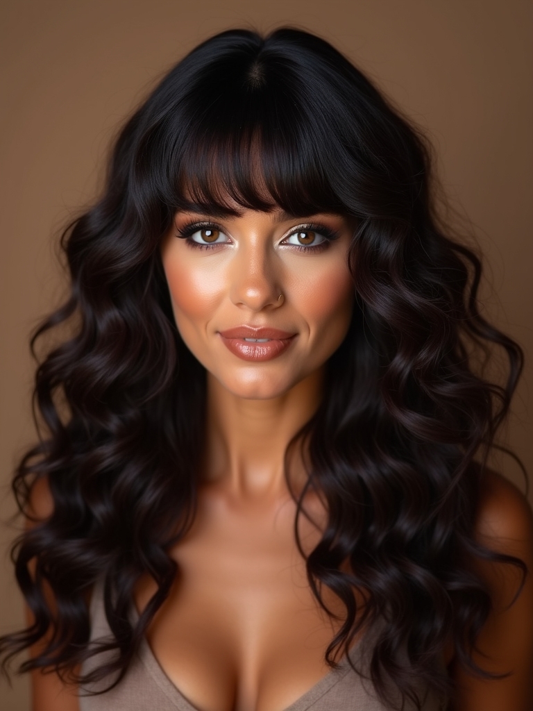 curly curtain bangs elegance