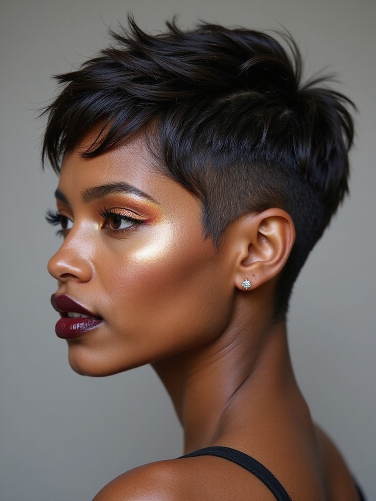edgy shaved pixie style