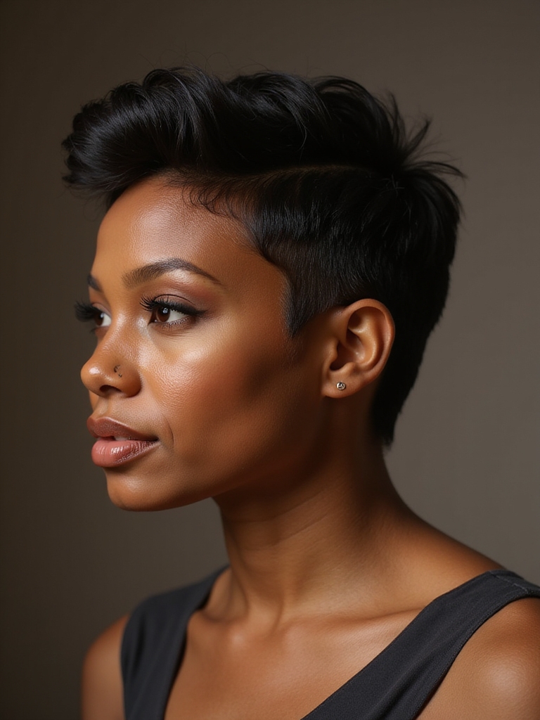 glossy sleek pixie elegance