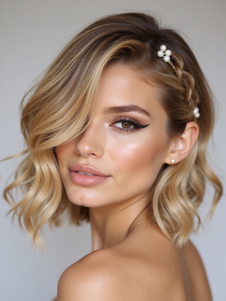 half up twist pearls style