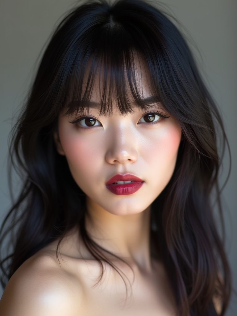 perfectly styled korean bangs