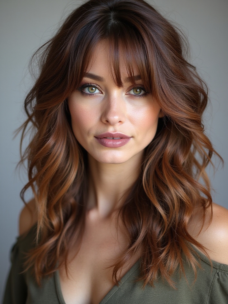 polished long shag hairstyle