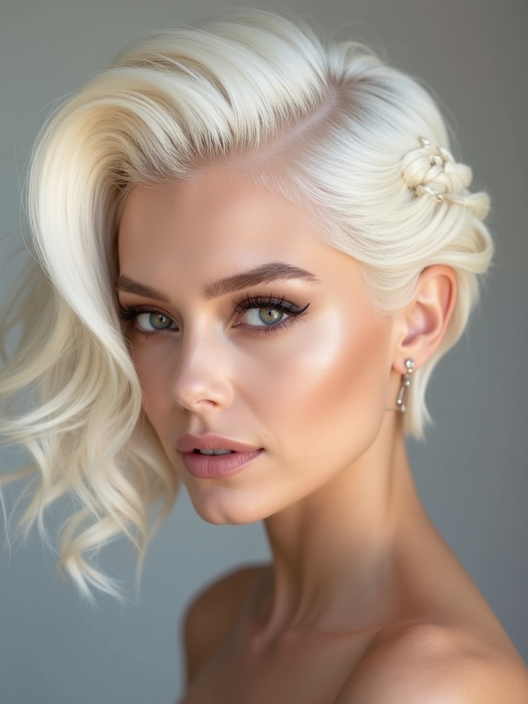 sleek side swept fringe volume